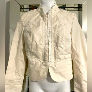 Smart Set vintage embroidered & lace trim fitted military cream blazer size S